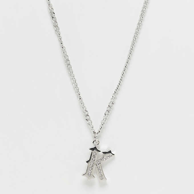 Karl Kani Rhinestone Pendant Cuban Link Chain zilver 40748 1
