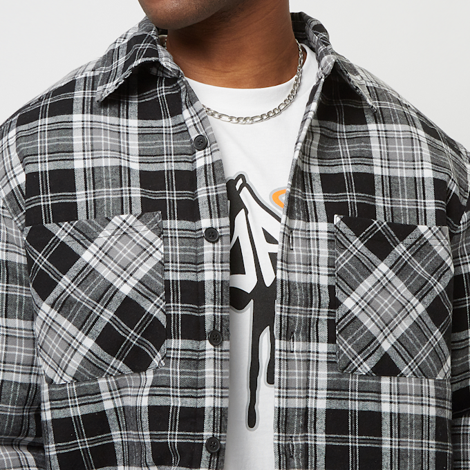 Urban Classics Padded Checked Shirt Jacket zwart 29788 3