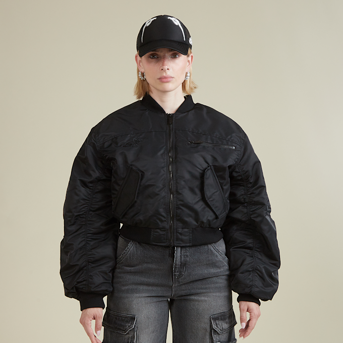 SNIPES S Star Cropped Oversized Bomber Jacket zwart 33026 1