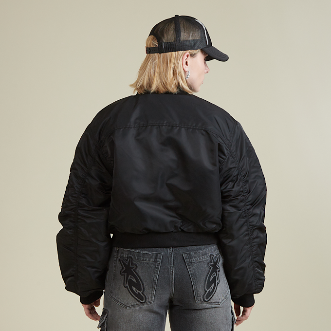 SNIPES S Star Cropped Oversized Bomber Jacket zwart 33026 2
