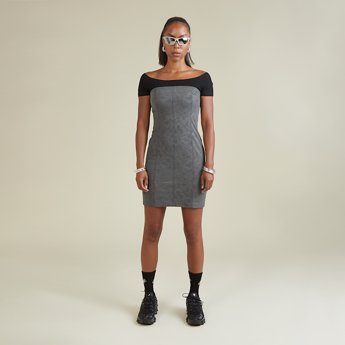 SNIPES Faux Leather Bandeau Mini Dress grijs 33028 5