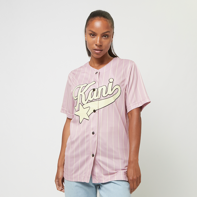 Karl Kani Woven Signature Pinstripe Baseballshirt fioletowy 33230 1