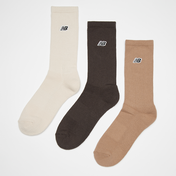 New Balance 3 PACK - Essentials Cushioned Crew Socks- Plack Patch Logo beige 33261 1