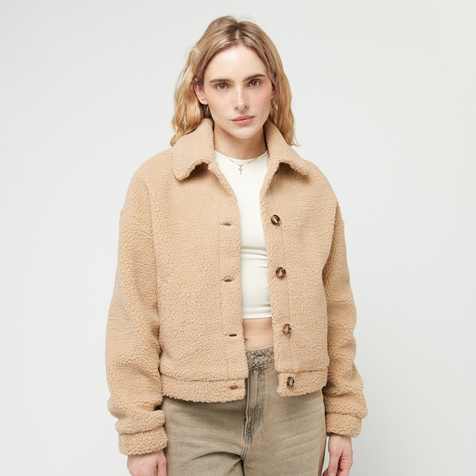 Urban Classics Ladies Short Sherpa Button Jacket beige 33404 1