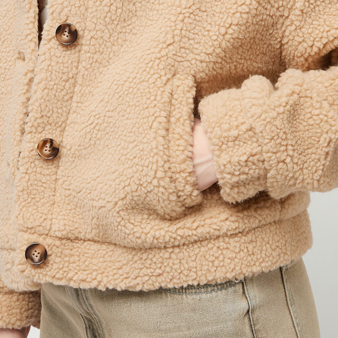 Urban Classics Ladies Short Sherpa Button Jacket beige 33404 3