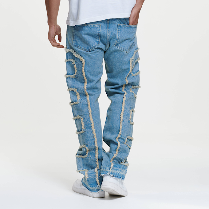 2Y STUDIOS Kosa Destroyed Straight Jeans bleu 44350 2