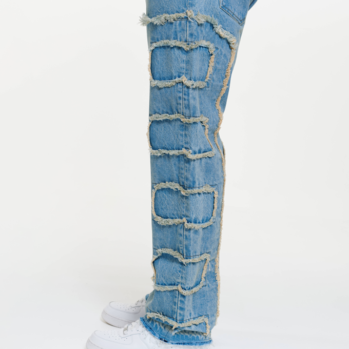 2Y STUDIOS Kosa Destroyed Straight Jeans bleu 44350 4