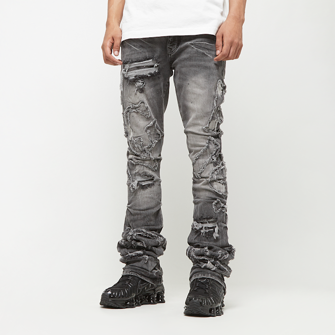 Smoke Rise Cut & Sewn Rip O Letter Applique Jeans gris 44359 1