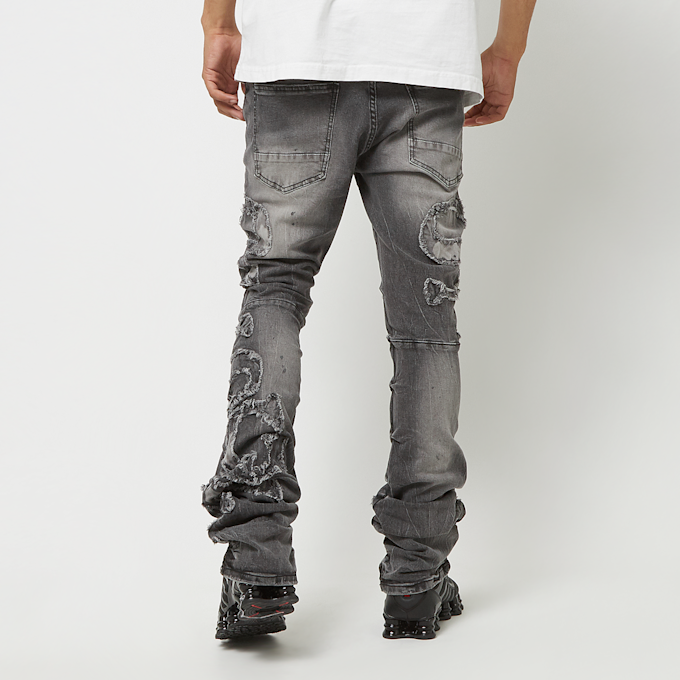 Smoke Rise Cut & Sewn Rip O Letter Applique Jeans gris 44359 2
