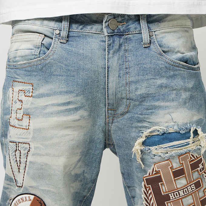 Smoke Rise Varsity Patch Jeans blauw 44362 4