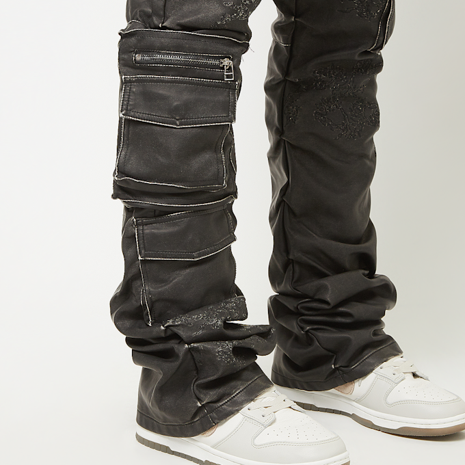 Smoke Rise Washed Vegan Leather Utility Pants negro 44150 6