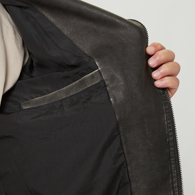 Smoke Rise Washed Vegan Leather Biker Jacket noir 46735 5