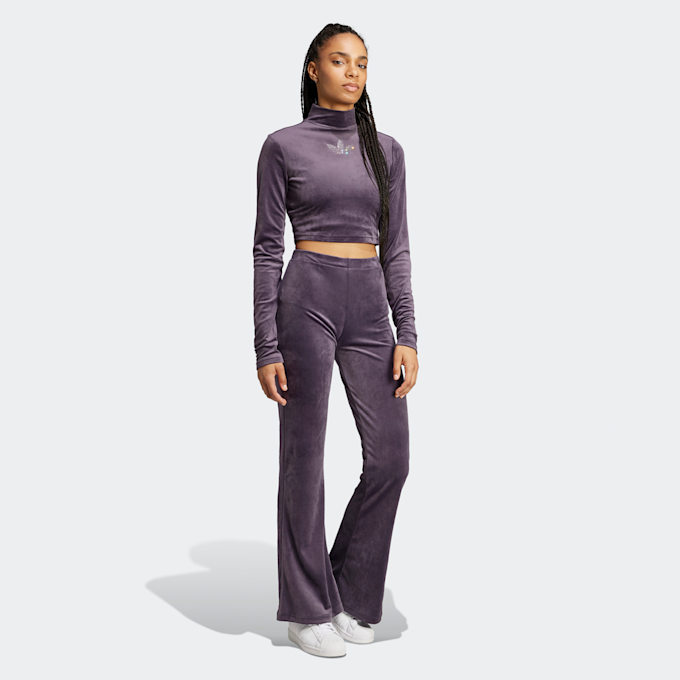 adidas Originals Velvet Rhinestone Trefoil Hose fioletowy 40113 5