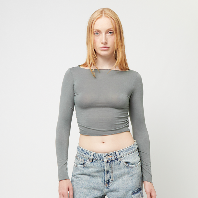 Decibel Gathered Cropped Longsleeve grijs 45930 1