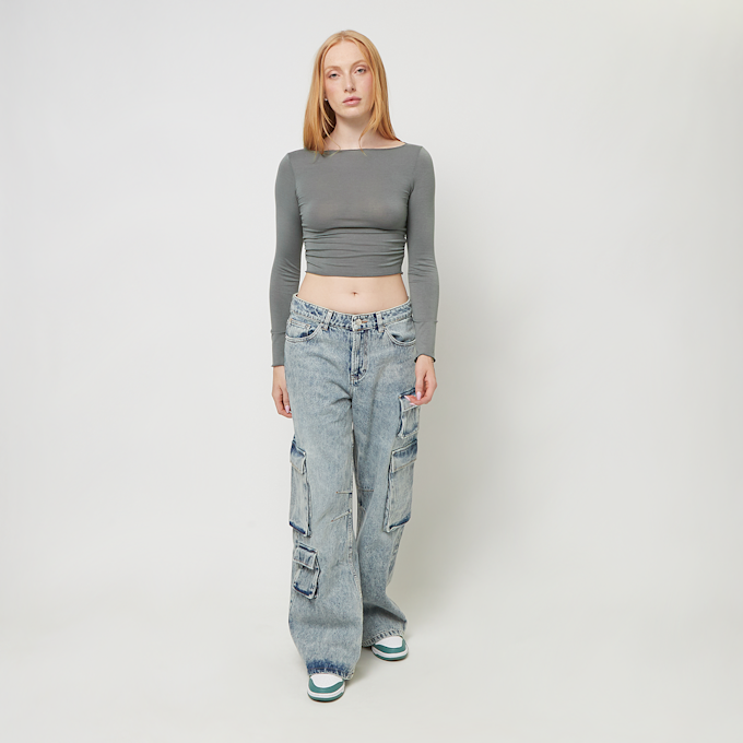 Decibel Gathered Cropped Longsleeve grijs 45930 3