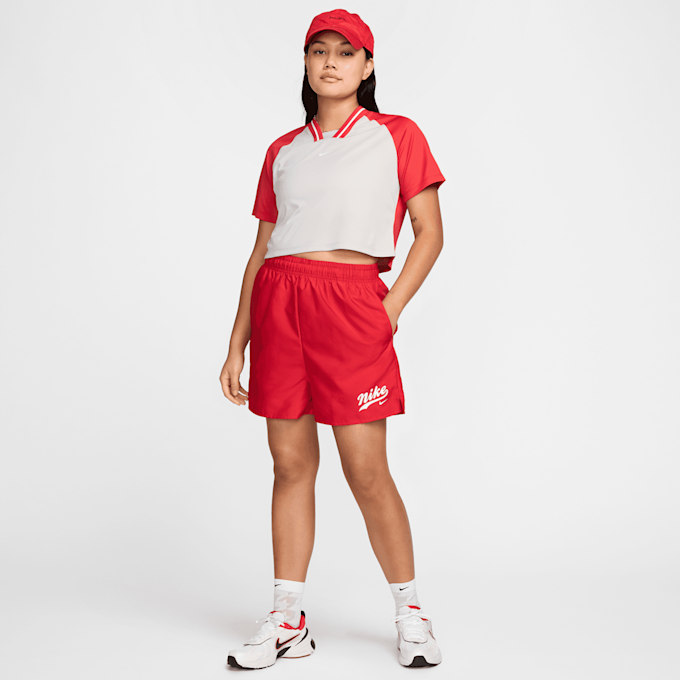 Nike W NSW TOP SS CRP FTB TRND lt iron ore/fire red rouge 45406 5