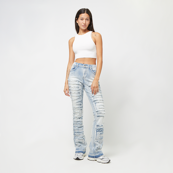 Smoke Rise Fray Denim Stack Pants plava 40122 4