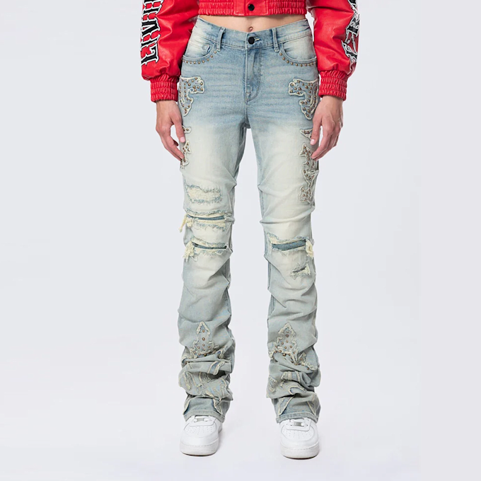 Smoke Rise High Rise Stacked Western Jeans plava 40365 1
