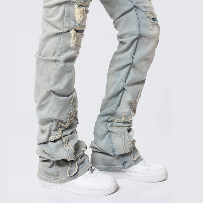 Smoke Rise High Rise Stacked Western Jeans plava 40365 6