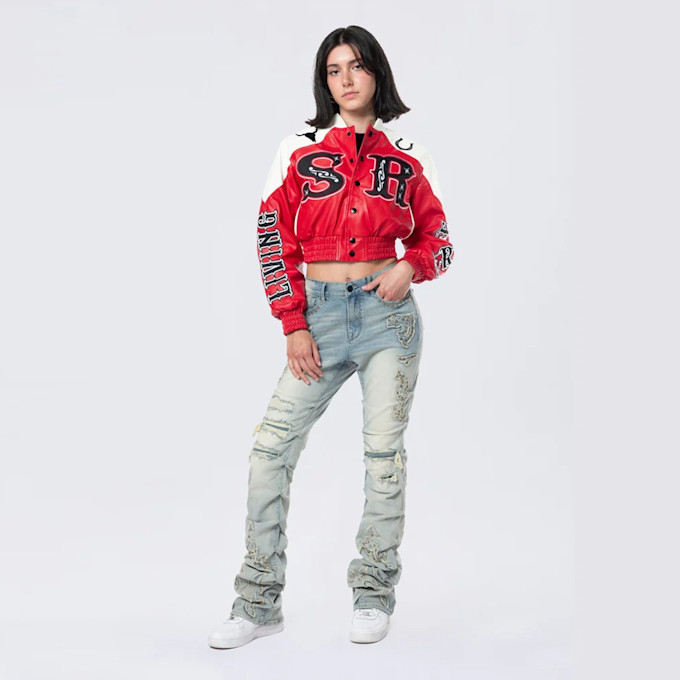 Smoke Rise High Rise Stacked Western Jeans plava 40365 7