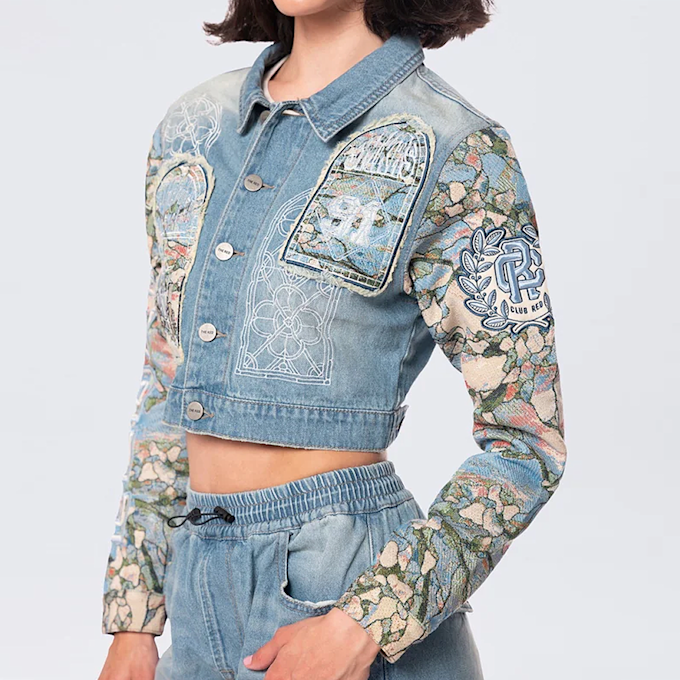Smoke Rise Cropped Tapestry Denim Jacket plava 40372 4