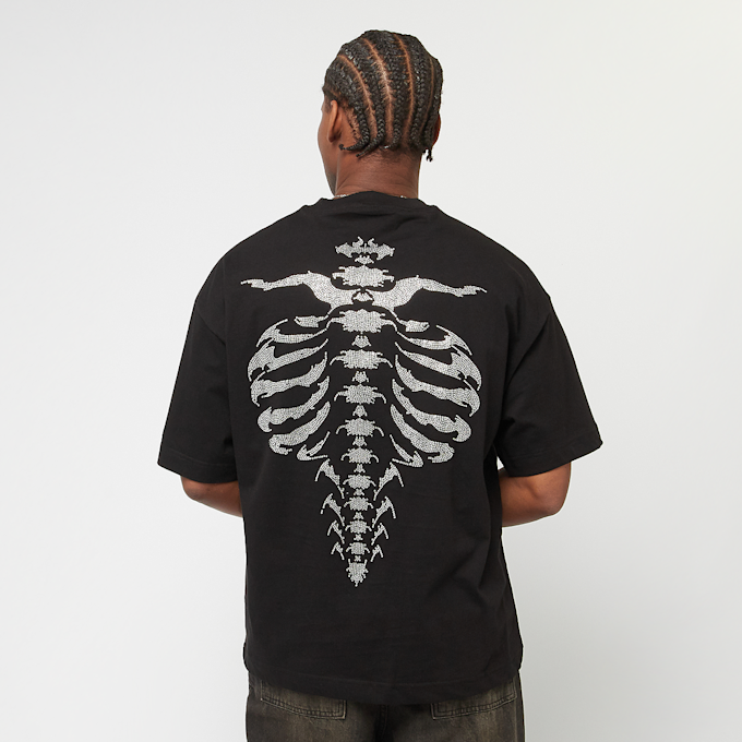 FAVELA Ribcage Cyrstal Rhinestone Black T-Shirt schwarz 40411 1