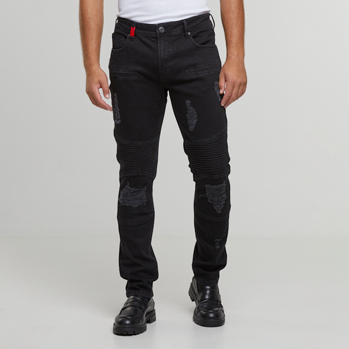 2Y STUDIOS Oscar Ripped Slim Fit Jeans noir 40442 1
