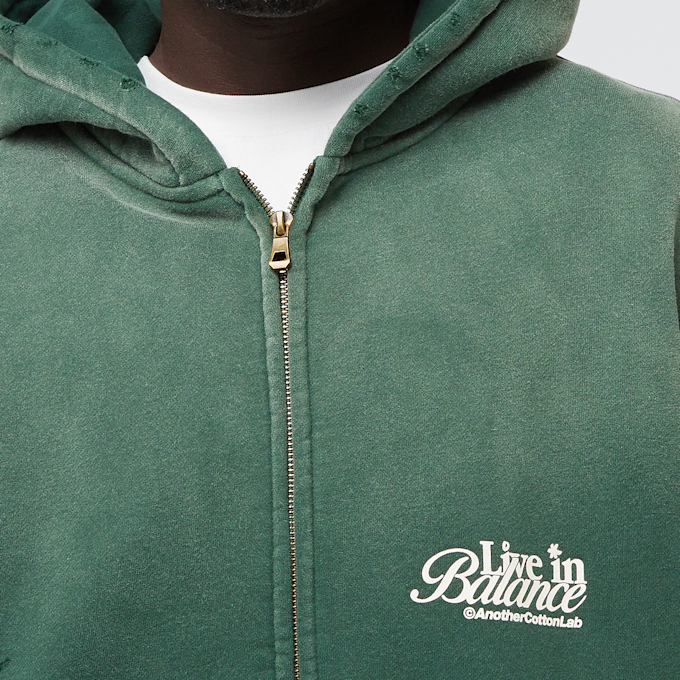 Another Cotton Lab Live in Balance Oversized Zip Hoodie zielony 40664 3