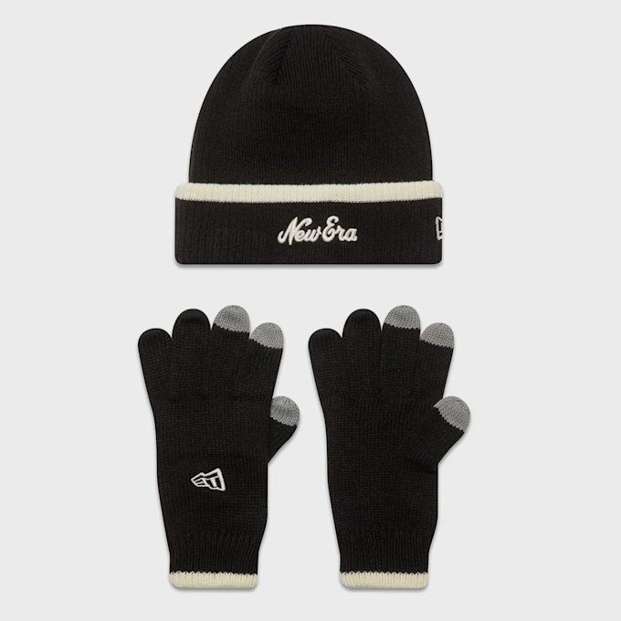 New Era New Era Script Beanie Set blk/ofw zwart 41491 1