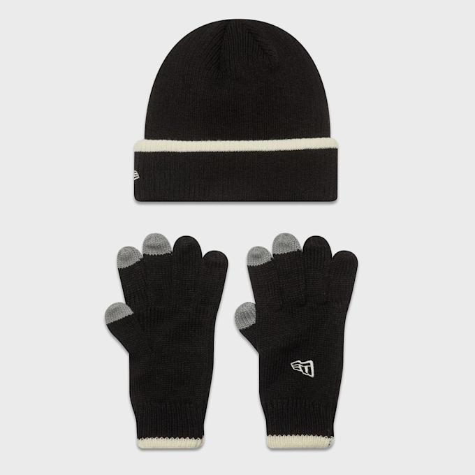 New Era New Era Script Beanie Set blk/ofw zwart 41491 2