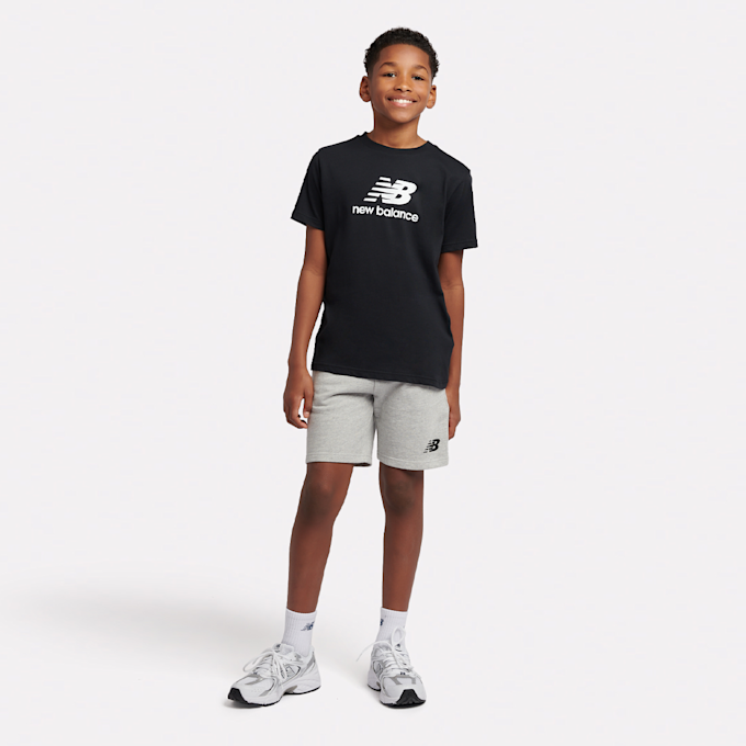 New Balance Stacked Logo Tee & LB Short Set siva 45271 1