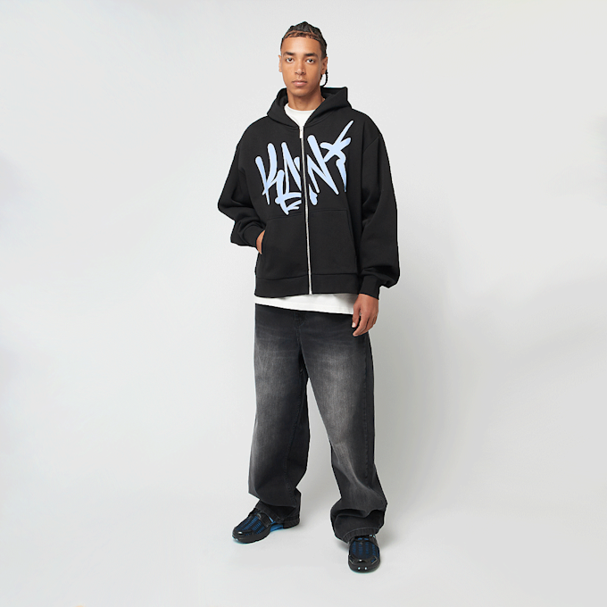 Karl Kani WOVEN SIGNATURE KANI TAG ZIP HOODIE black/light blue czarny 44844 4