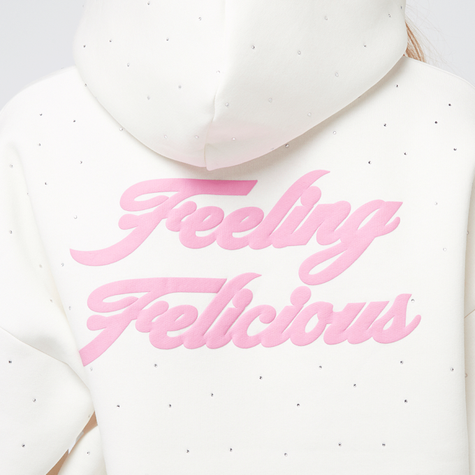 Felicious Rhinestones Hoodie weiß 45023 4