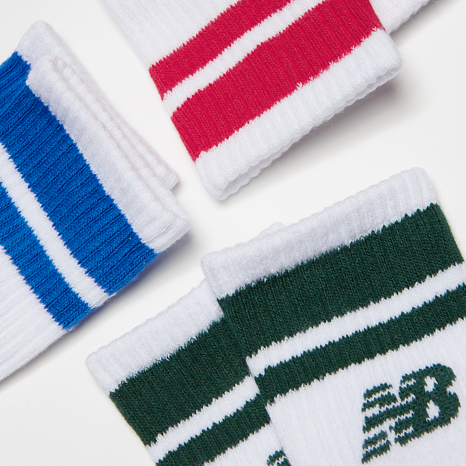 New Balance 3 PACK - Kids Everyday Stripe Midcalf Socks wit 45447 2