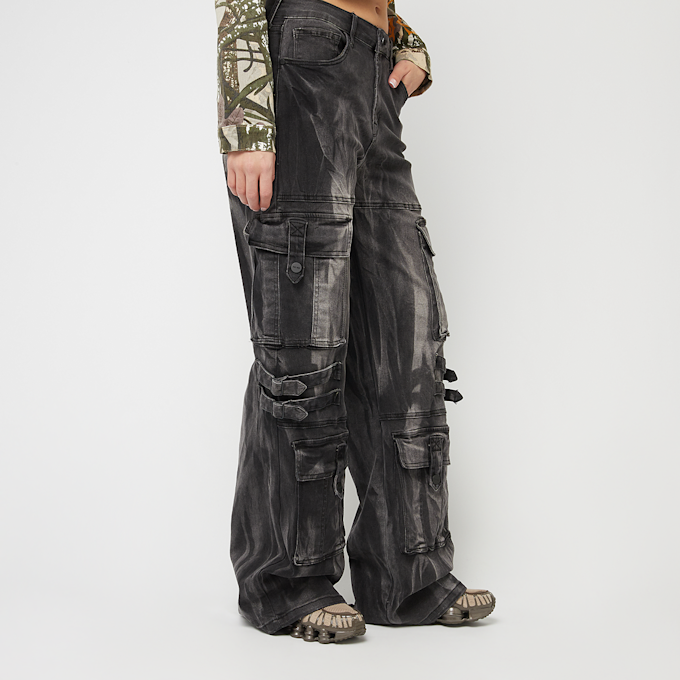 Smoke Rise High Rise Multi Cargo Wide Leg Jeans grigio 45397 4