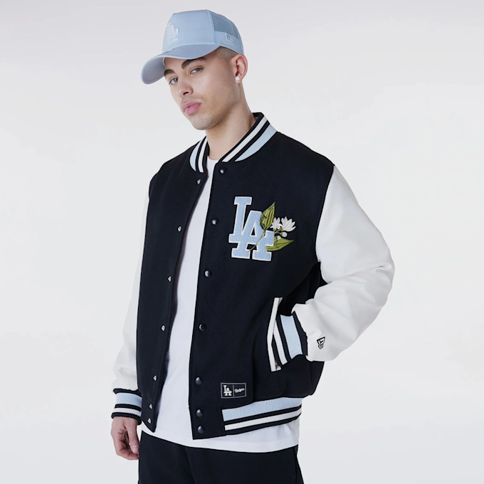 New Era MLB Floral Varsity Jacket Los Angeles Dodgers crna 45530 1