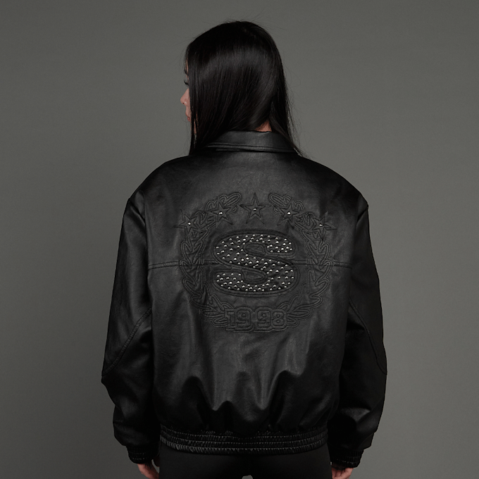 SNIPES S Emblem Wavy Cut PU Jacket crna 45600 1