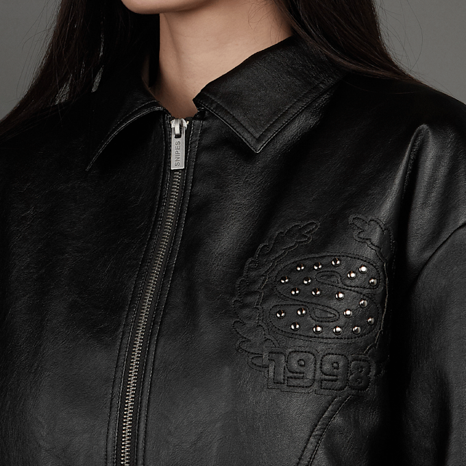 SNIPES S Emblem Wavy Cut PU Jacket crna 45600 3