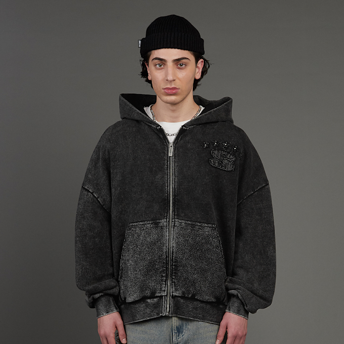SNIPES S Emblem Inside Out Oversized Zip Hoodie noir 45909 1