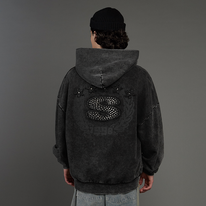 SNIPES S Emblem Inside Out Oversized Zip Hoodie noir 45909 2