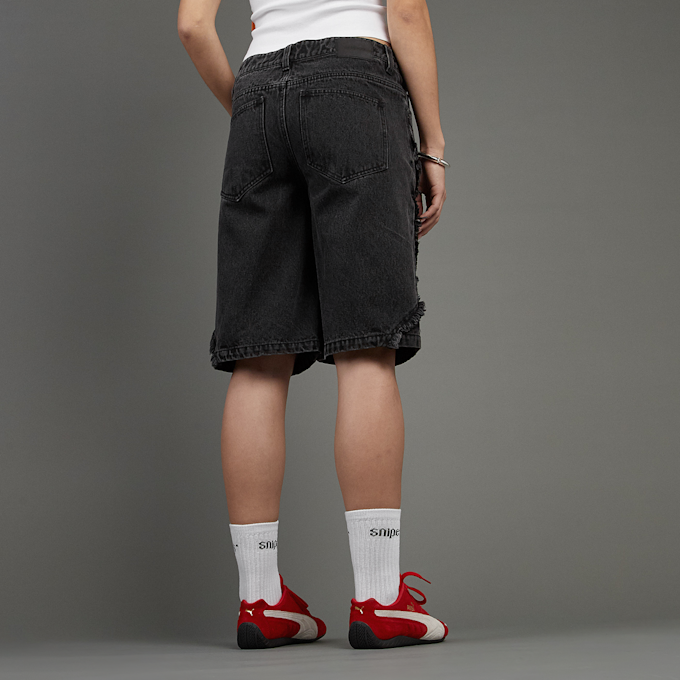 SNIPES S Cube Inside Out Baggy Denim Shorts preto 47091 2