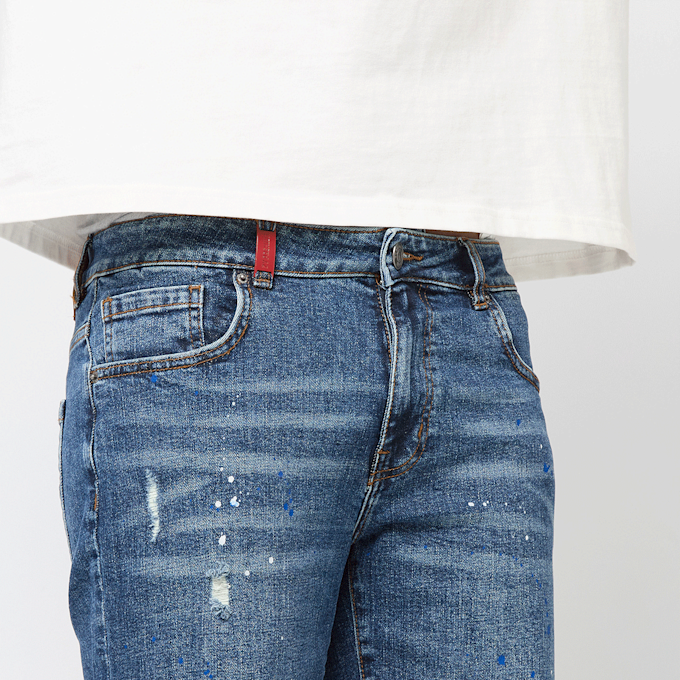 2Y STUDIOS Leonardo Ripped Slim Fit Shorts blauw 47103 3