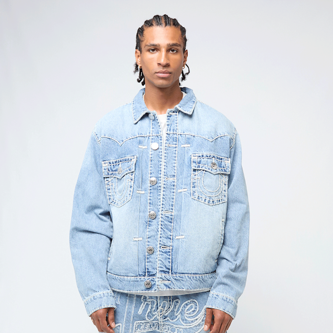 True Religion Super T Oversized Denim Jacket bleu 47108 1