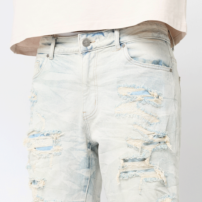 Smoke Rise Distressed Rip & Repair Denim Shorts plava 47218 3