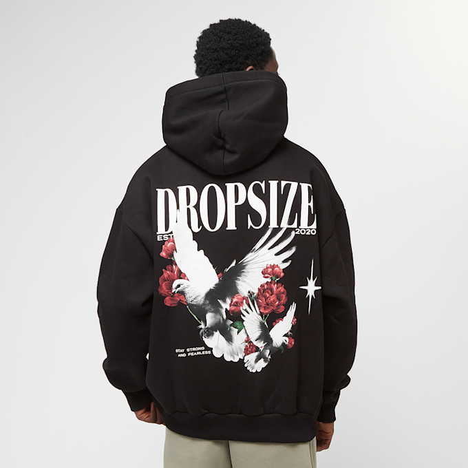 DropSize Heavy Oversized Doves And Roses Hoodie crna 47232 1