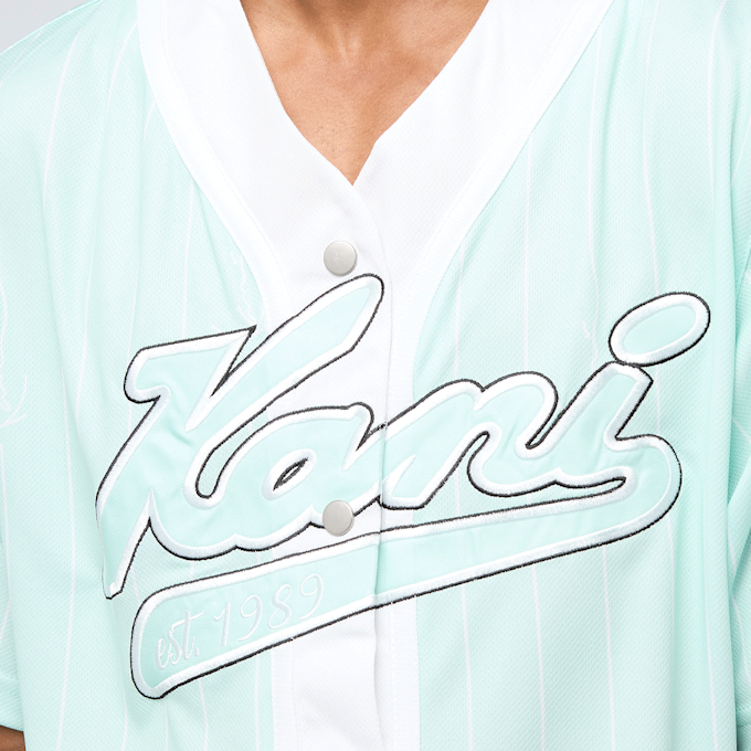 Karl Kani Varsity Logo Pinstripe Baseball Shirt bleu 47360 3