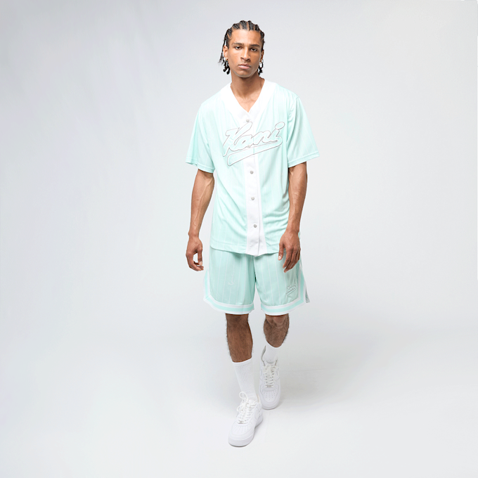 Karl Kani Varsity Logo Pinstripe Baseball Shirt bleu 47360 4