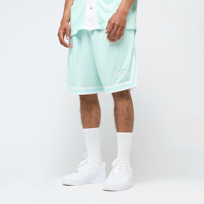 Karl Kani Small Varsity Logo Pinstripe Mesh Shorts bleu 47363 1