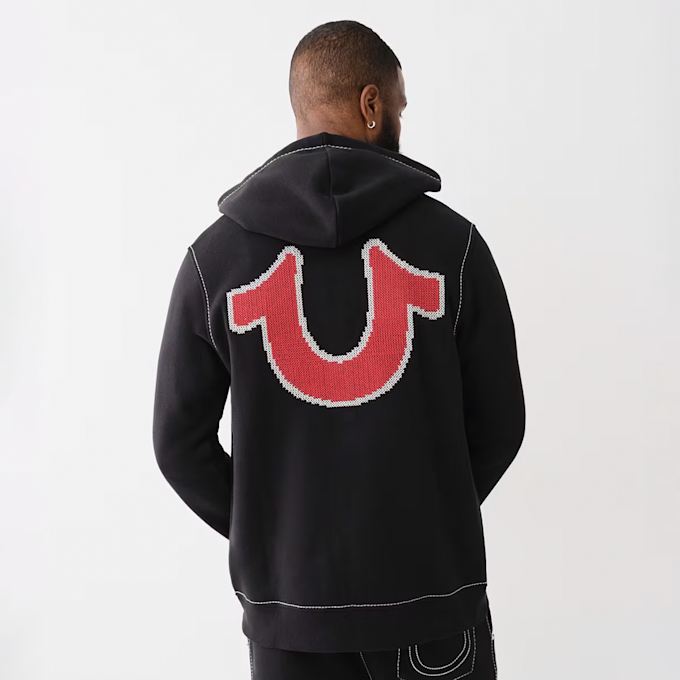 True Religion Big T Cross Stitch Zip Hoodie noir 47829 2