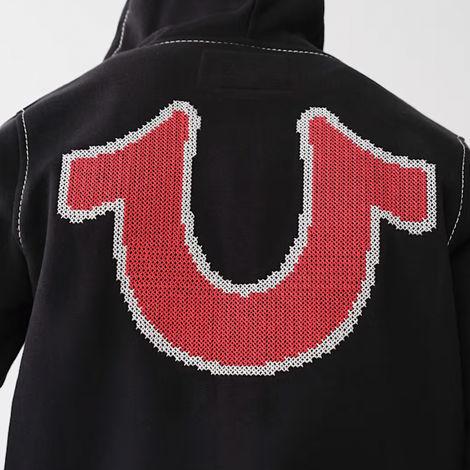 True Religion Big T Cross Stitch Zip Hoodie noir 47829 4